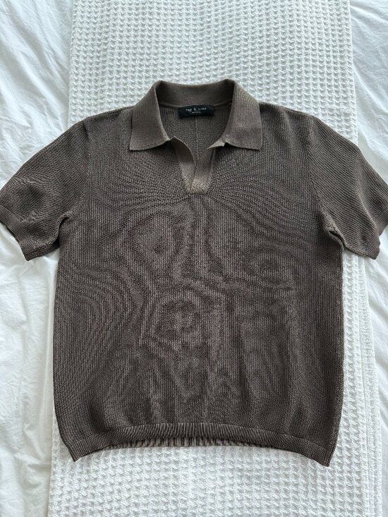 rag & bone Other - Rag & Bone - Men's Polo Shirt Size Small in Brown Mesh Knit